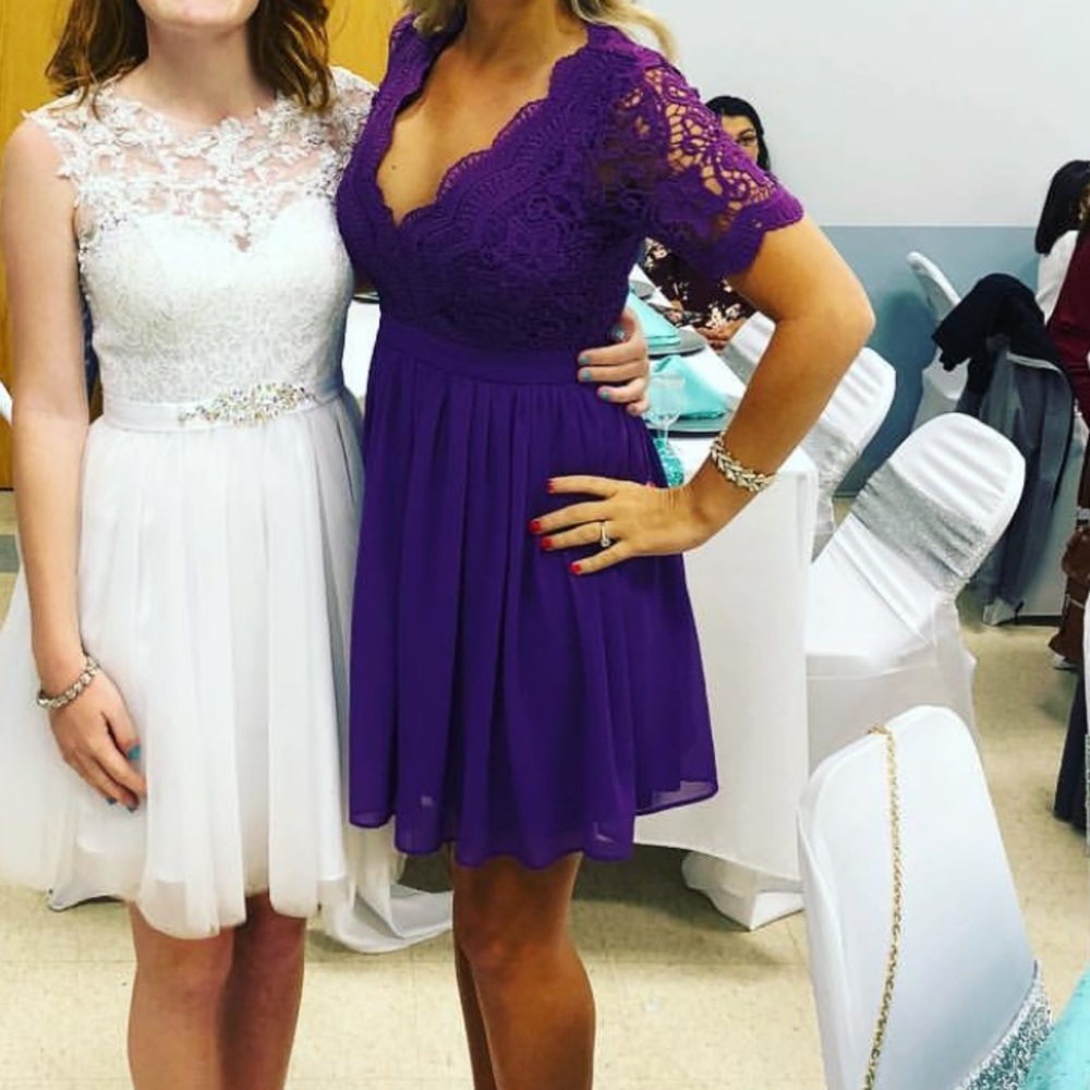 Purple LuLus lace skater dress